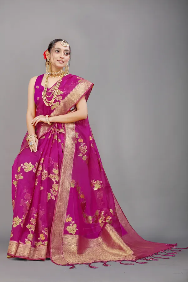 MAGENTA_WOVEN_WORK_ORGANZA_SAREE